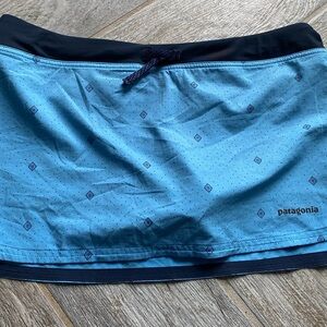 Patagonia Light Blue Microprint Swim athletic Skort skirt Large L